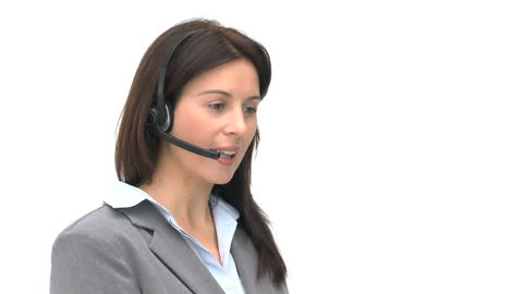 Businesswoman Using Headset for Communication