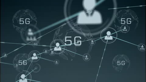 Digital Network of 5G Connected People Icons on Dark Background