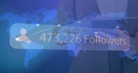 Man Using Tablet to Expand Social Media Reach Across Globe - Download Free Stock Images Pikwizard.com