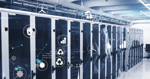 Sustainable Cloud Technology and Data Processing Integration - Download Free Stock Images Pikwizard.com