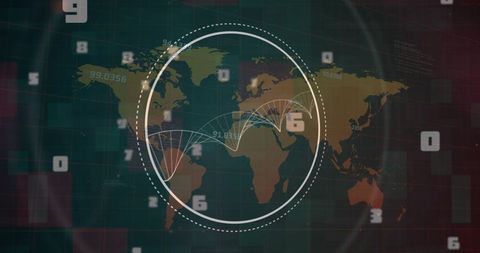 Futuristic DNA Data Overlay Global Map