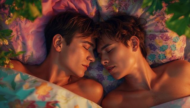 Serenely Sleeping Couple Embracing Nature's Tender Glow