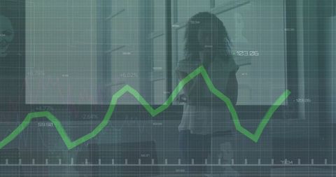 Financial Analysis with Businesswoman and Digital Graphs