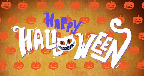 Festive Happy Halloween Poster with Pumpkin Pattern