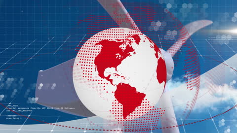 Digital Globe with Wind Turbine and Data Interface