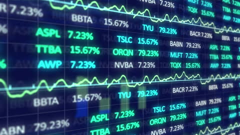 Digital Stock Market Data Display on Blue Background