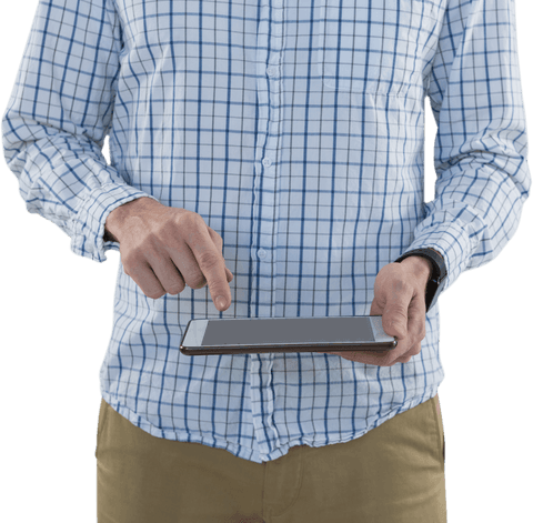 transparent image caucasian man using tablet for digital interaction - Download Free Stock Videos Pikwizard.com
