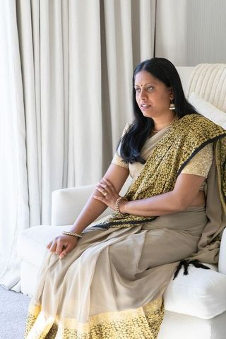 Senior indian woman in traditional dress with serene expression