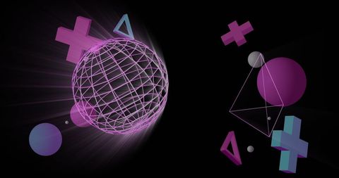 3d pink geometric shapes with black background - Download Free Stock Images Pikwizard.com