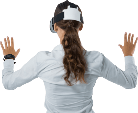 female executive engaging with transparent virtual reality experience - Download Free Stock Videos Pikwizard.com