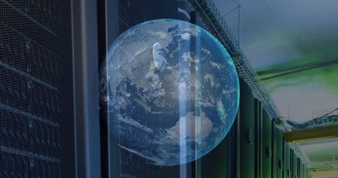 Global Technology Concept with Globe and Servers - Download Free Stock Images Pikwizard.com