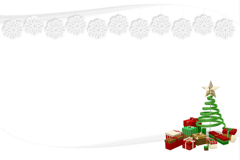 Christmas Card with Snowflakes and Gifts on Transparent Background