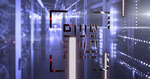 futuristic qr code with neon elements in data center environment - Download Free Stock Images Pikwizard.com