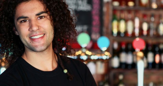 Bartender Working at Busy Bar Counter Wearing Casual Outfit - Download Free Stock Images Pikwizard.com