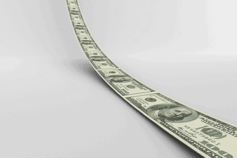 Row of USD Banknotes with Curved Alignment on Transparent Background