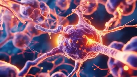 Brightly Illuminated Neuron Cell with Dendrites in Neural Tissue