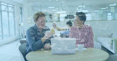 Modern Office Collaboration with Technology Overlay