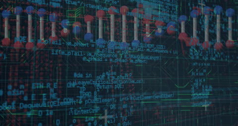 Digital DNA Strand with Data Codes Overlay