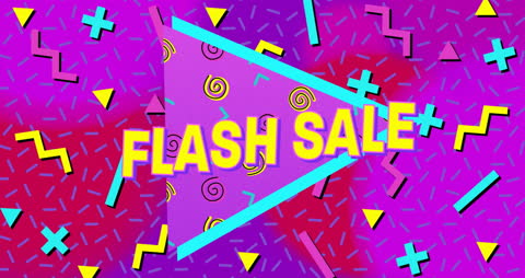 Retro Flash Sale Announcement With Abstract Shapes