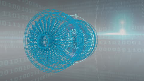 Futuristic Digital Engine with Binary Code Background