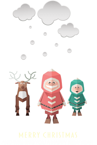 Transparent Christmas Illustration with Santa and Reindeer