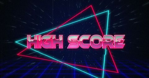 Retro High Score Display with Neon Triangles