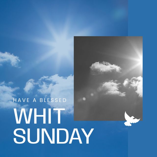 Blessed Whit Sunday Celebration with Blue Sky and Clouds - Download Free Stock Templates Pikwizard.com