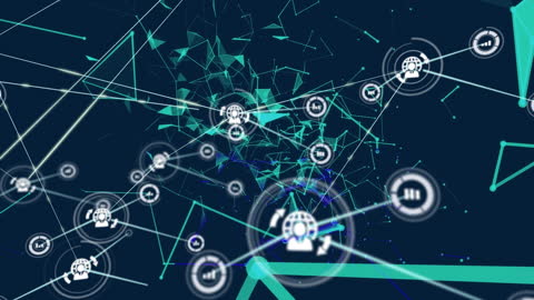 Digital Network with Futuristic Icons and Connections