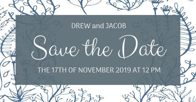 Elegant Botanical Save-the-Date Card Template with Floral Illustrations - Download Free Stock Templates Pikwizard.com