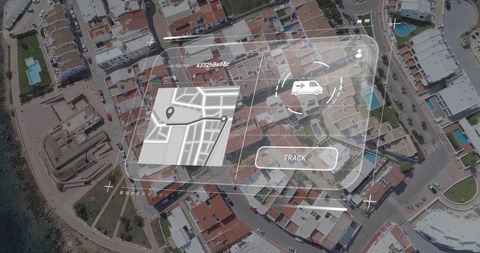Futuristic Data Interface over Urban Area with Tracking Map