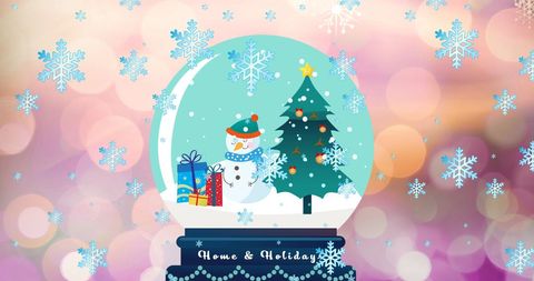 Festive snow globe with snowman and christmas tree