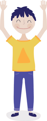 Joyful Boy Cartoon Standing With Arms Raised Transparent Background - Download Free Stock Videos Pikwizard.com