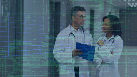 Doctors Discussing Data with Digital Interface Projection