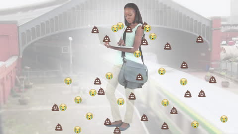 Digital Interface Concept with Emoticons and Laptop