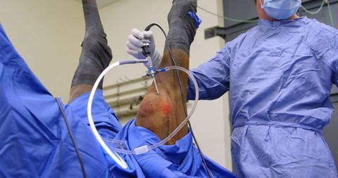 Low Angle View of Surgical Procedure on Horse by Veterinary Surgeon
