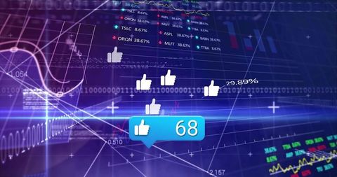 Digital Engagement and Analytics Visualization with Thumbs Up Icons