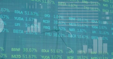 Digital Data Overlay with Wind Turbine and Renewable Energy Concept