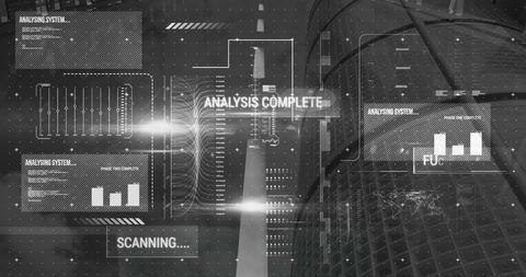 Futuristic Data Processing with Cityscape Backdrop - Download Free Stock Images Pikwizard.com