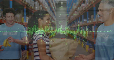 Data Processing Overlay on Donation Scene in Warehouse