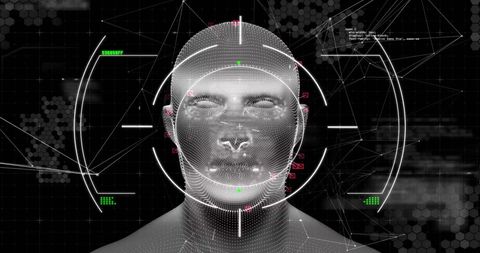 Digital Human Head with Data Processing Network Connections - Download Free Stock Images Pikwizard.com