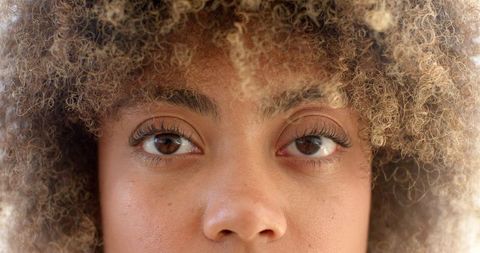 confident biracial woman with natural curly hair gaze - Download Free Stock Images Pikwizard.com