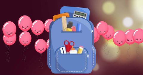 Backpack and Balloons Illustration for School Projects