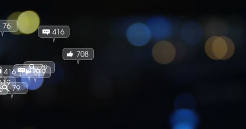 Floating Social Media Icons Over Abstract Night Background - Download Free Stock Images Pikwizard.com