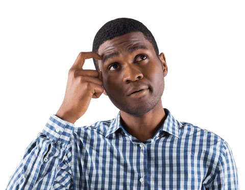 Thoughtful African American Man in Gingham Shirt Transparent Background - Download Free Stock Videos Pikwizard.com