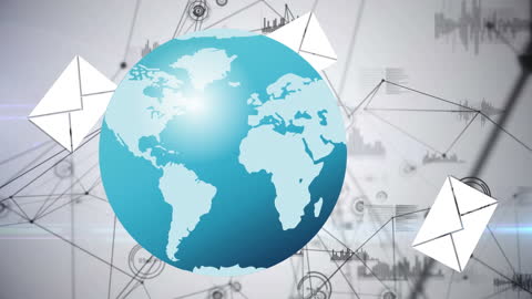 Global Network and Messaging Icons in Digital Interface