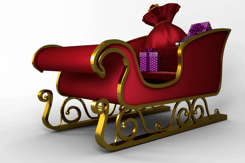 gold trimmed santa claus sleigh with festive gifts transparent background - Download Free Stock Videos Pikwizard.com
