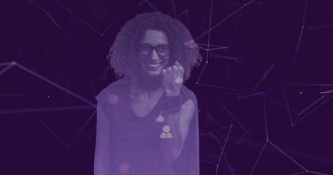 Confident Woman as Superhero Against Digital Network Background - Download Free Stock Images Pikwizard.com