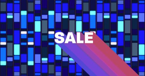 Vibrant sale advertisement over multicolored holographic background