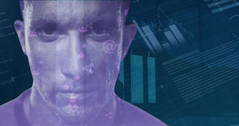 Digital Interface Overlay on Serious Business Professional