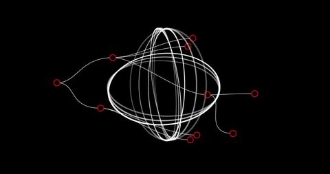 Abstract Digital Connections with Red Nodes on Black Background